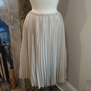 Lauren Conrad pleated midi skirt shimmery beige